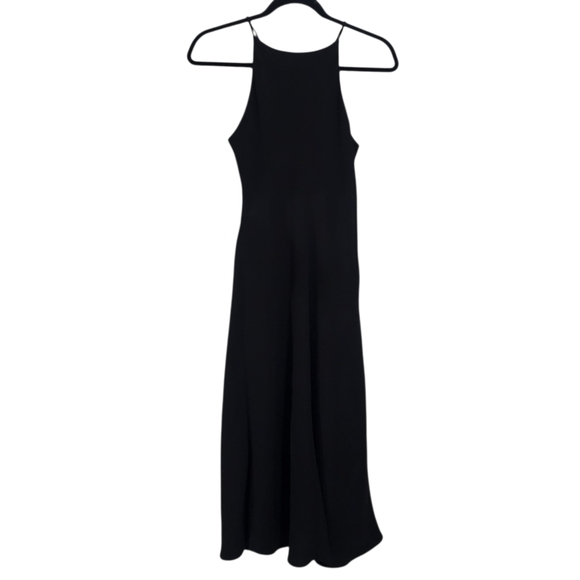 Vintage 90s Y2k Maxi Dress 6 Black Halter Neck Formal Wedding Capsule Minimalist - Picture 2 of 5
